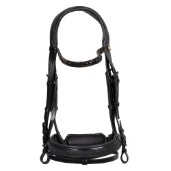 Equestro Elegant dressuurhoofdstel van leer Zwart