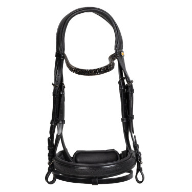 Equestro Elegant dressuurhoofdstel van leer Zwart