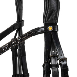 Equestro Elegant dressuurhoofdstel van leer Zwart