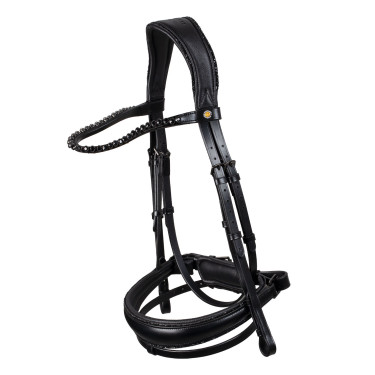 Equestro Diamond dressuurhoofdstel van leer Zwart