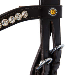 Bridon anglais Equestro en cuir strass neuf Marron foncé