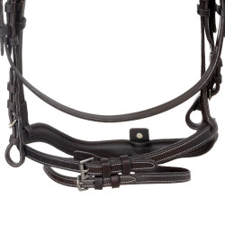 Engelse hoofdstel van soepel leer Equestro met sierstiksel Donkerbruin Engelse hoofdstel van soepel leer Equestro met sierstiksel Donkerbruin