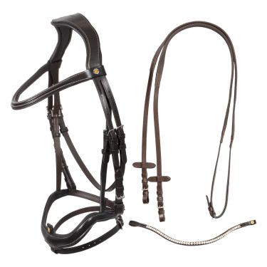 Bridon anatomique Equestro muserolle curvée Marron foncé