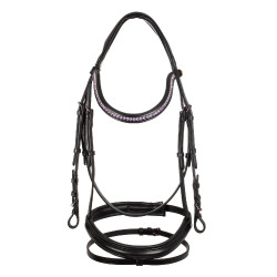 Bridon anatomique Equestro en cuir strass violet Noir