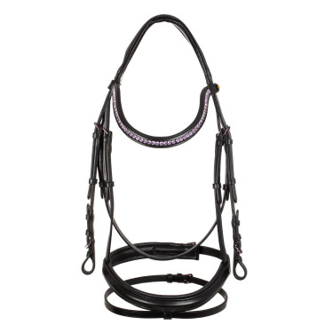 Bridon anatomique Equestro en cuir strass violet Noir