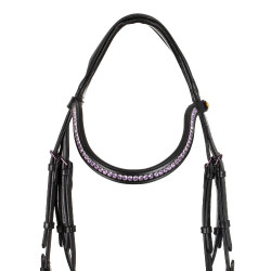 Bridon anatomique Equestro en cuir strass violet Noir