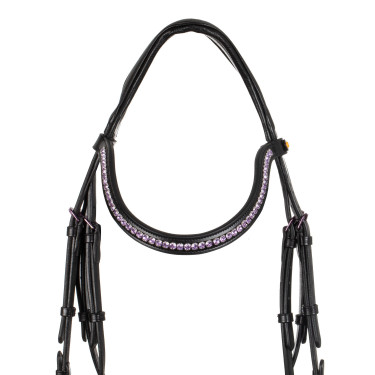 Bridon anatomique Equestro en cuir strass violet Noir