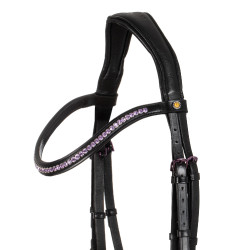 Bridon anatomique Equestro en cuir strass violet Noir