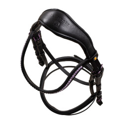 Bridon anatomique Equestro en cuir strass violet Noir