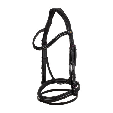Bridon anatomique Equestro en cuir strass violet Noir