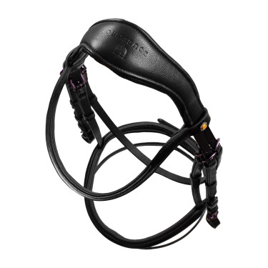 Bridon anatomique Equestro en cuir strass violet Noir