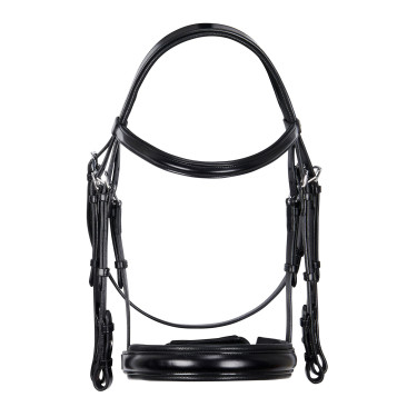 Bride de dressage Equestro en cuir sans rênes Noir