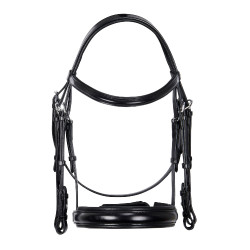 Bride de dressage Equestro en cuir sans rênes Noir