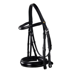 Bride de dressage Equestro en cuir sans rênes Noir