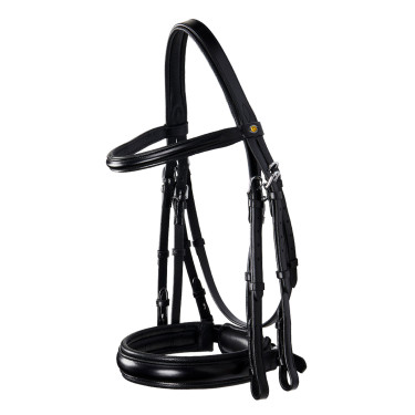 Bride de dressage Equestro en cuir sans rênes Noir