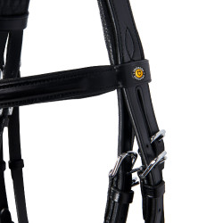 Bride de dressage Equestro en cuir sans rênes Noir