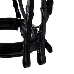 Bride de dressage Equestro en cuir sans rênes Noir