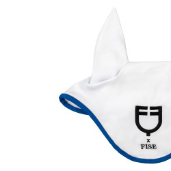 Bonnet Equestro x FISE en tissu technique Blanc / bleu de savoie
