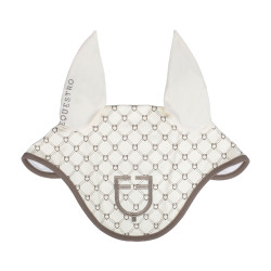 Equestro oornetje met monogramprint Antiek wit / walnoot