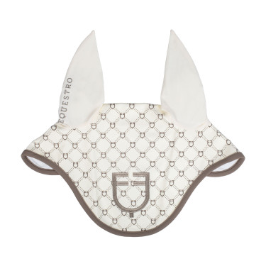 Equestro oornetje met monogramprint Antiek wit / walnoot