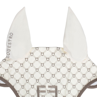 Equestro oornetje met monogramprint Antiek wit / walnoot