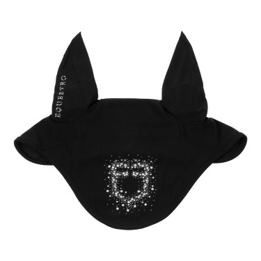 Equestro-oorkap van technische stof met logo in stras-steentjes Zwart / zwart