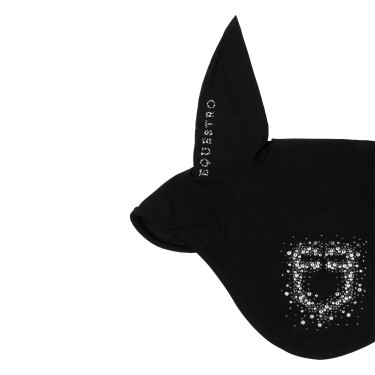 Equestro-oorkap van technische stof met logo in stras-steentjes Zwart / zwart