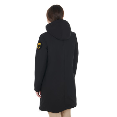 Blouson long femme Equestro déperlante et coupe-vent Noir