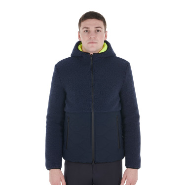 Waterdichte herenjas met inzetstukken van Teddy Equestro-stof Marineblazer Marineblauw