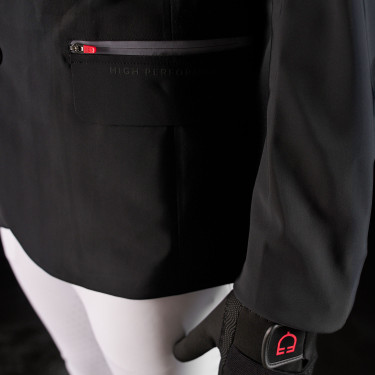 Wedstrijdjas heren Equestro Ridertechnology met thermisch gelaste naden Zwart