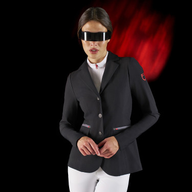 Veste de concours femme Equestro Ridertechnology avec coutures thermosoudées Noir