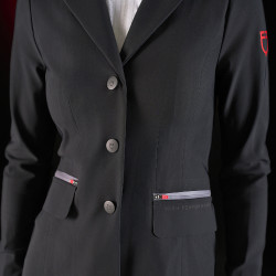 Veste de concours femme Equestro Ridertechnology avec coutures thermosoudées Noir