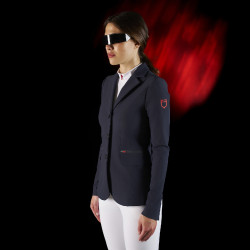 Wedstrijdjas dames Equestro Ridertechnology met thermisch gelaste naden Marine Marineblauw