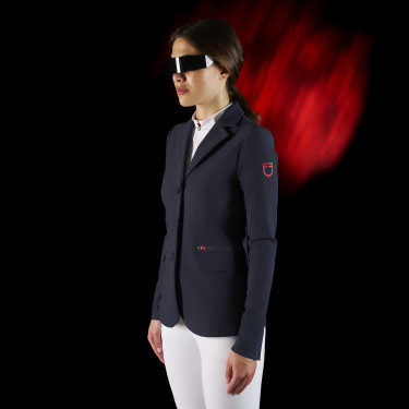 Wedstrijdjas dames Equestro Ridertechnology met thermisch gelaste naden Marine Marineblauw