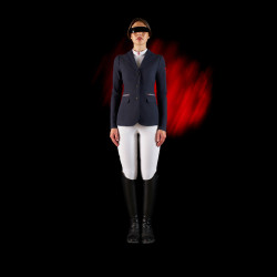 Veste de concours femme Equestro Ridertechnology avec coutures thermosoudées Marine Bleu marine