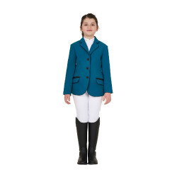 Veste de concours Equestro fille en tissu technique Bleu coral
