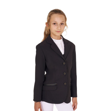 Veste de concours Equestro fille en tissu technique Noir