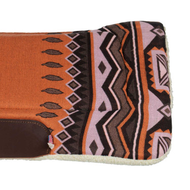 Tapis de selle western inserts en cuir et rembourrage en laine synthétique Pool's Orange / marron Tapis de selle western inserts en cuir et rembourrage en laine synthétique Pool's Orange / marron