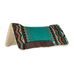 Tapis de selle western inserts en cuir et rembourrage en laine synthétique Pool's Turquoise / orange Bleu