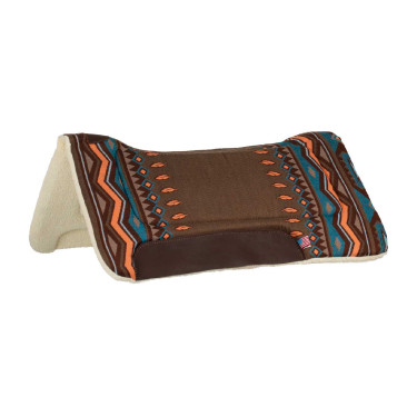 Tapis de selle western inserts en cuir et rembourrage en laine synthétique Pool's Marron / orange