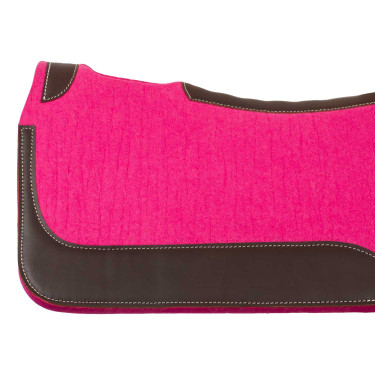 Western zadeldek van vilt met lederen inzetstukken 32"x32" Pool's Fuchsia Roze