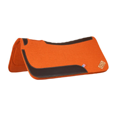 Tapis de selle western en feutre avec inserts en cuir 32"x32" Pool's Orange Tapis de selle western en feutre avec inserts en cuir 32"x32" Pool's Orange