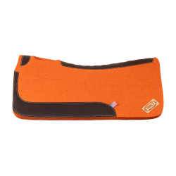 Tapis de selle western en feutre avec inserts en cuir 32"x32" Pool's Orange