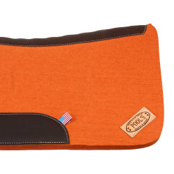 Tapis de selle western en feutre avec inserts en cuir 32"x32" Pool's Orange