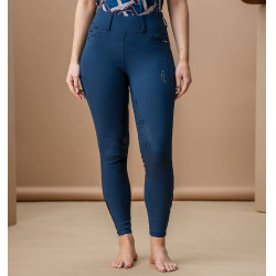 Pantalon Hybrid Horseware grip genoux brossé AA Fina femme Marine Bleu marine