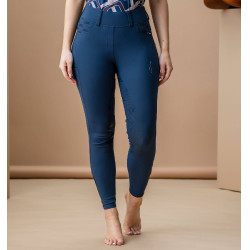 Damesrijbroek Hybrid Horseware kniegrip AA Fina Marine Marineblauw