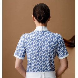 Polo de concours Horseware AA Alcina manches courtes Imprimé bleu monogram Motifs