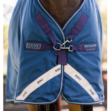 Couverture Horseware Rhino Turnout 100g 1000D Marine / gris / aqua / gris Bleu marine