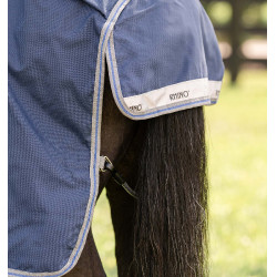 Couverture Horseware Rhino Poney Turnout 250g VL 1000D Noir / gris titane / bleu classique Couverture Horseware Rhino Poney Turnout 250g VL 1000D Noir / gris titane / bleu classique