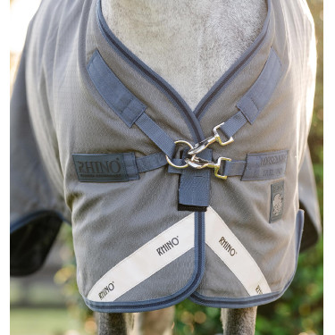 Couverture Horseware Rhino Hexstop Plus Poney Turnout 100g 1000D Gris / indigo / marine
